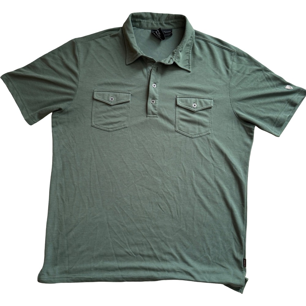 KUHL Mens Dual Pocket Sz Large Olive Green Short Sleeve Performance Polo Shirt